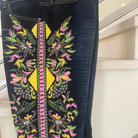 VINTAGE CHRISTIAN LACROIX Embroidered floral Jeans - - Picture 6 of 12